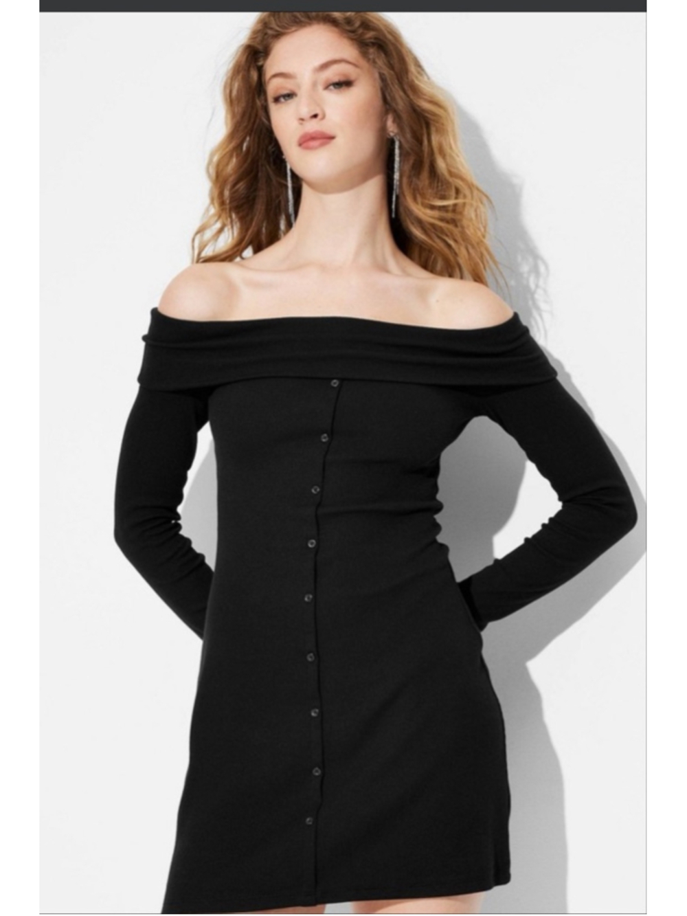 Women's Long Sleeve Mini Bodycon Dress – Black – Size S – NWT